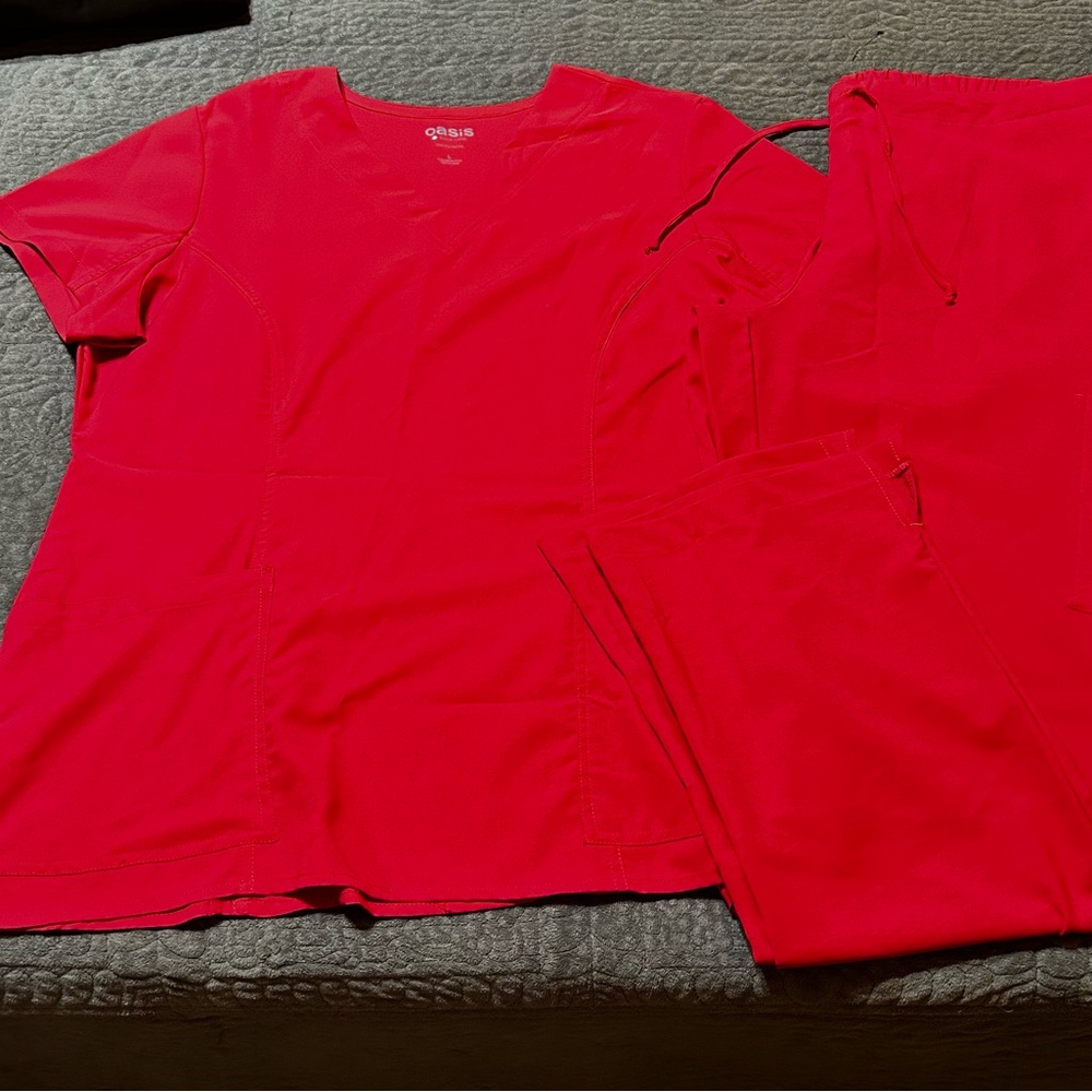 White Cross Hot Pink Scrub Set